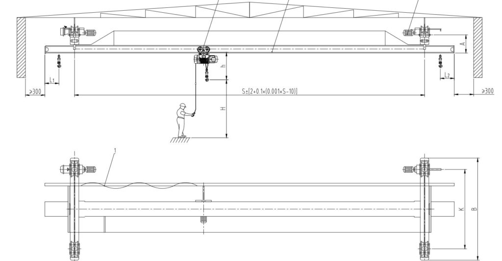 Подвесной однобалочный кран чертеж